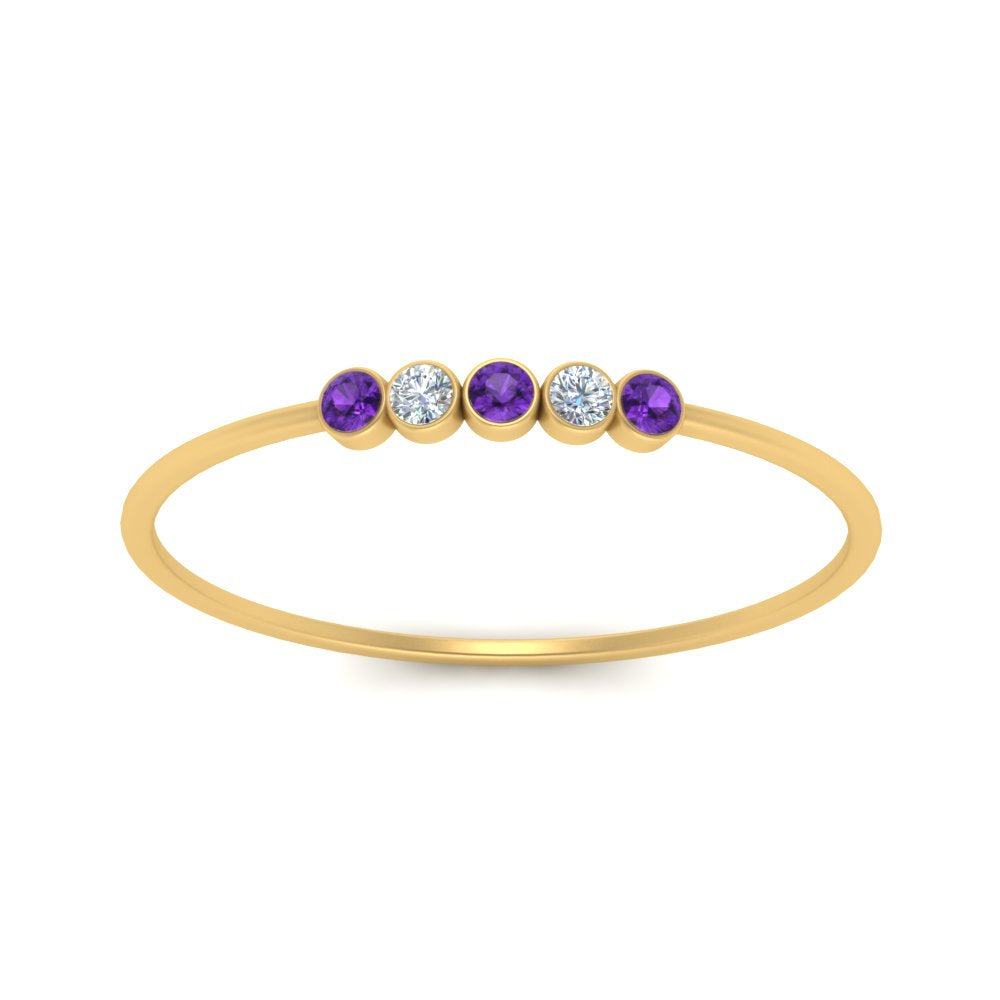 5-stone-minimalist-diamond-stackable-band-with-purple-topaz-in-FD9425RORGVITO-NL-YG