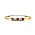 Load image into Gallery viewer, 5-stone-minimalist-diamond-stackable-band-with-ruby-in-FD9425RORGRUDR-NL-YG
