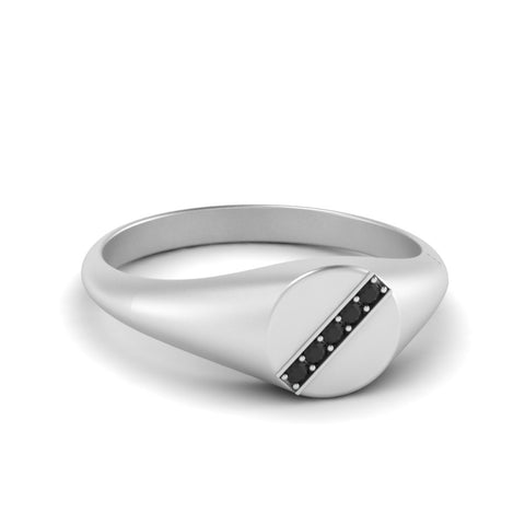 5 Stone Round Diamond Signet Ring