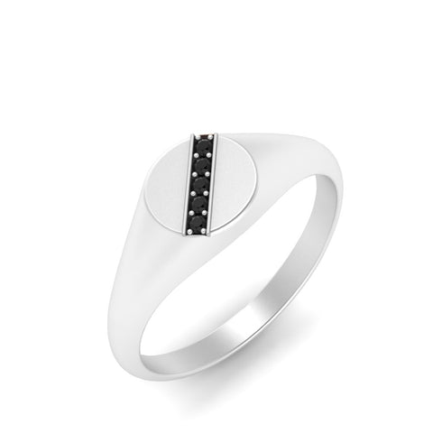5 Stone Round Diamond Signet Ring