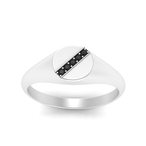 5 Stone Round Diamond Signet Ring