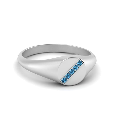 5 Stone Round Diamond Signet Ring