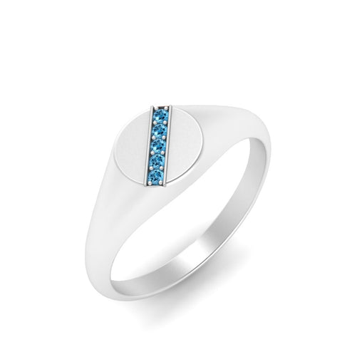 5 Stone Round Diamond Signet Ring
