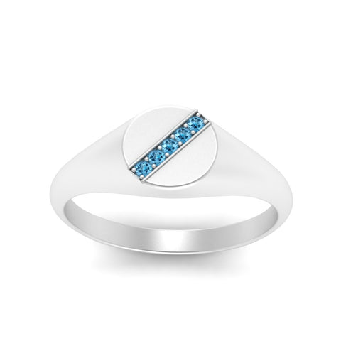 5 Stone Round Diamond Signet Ring