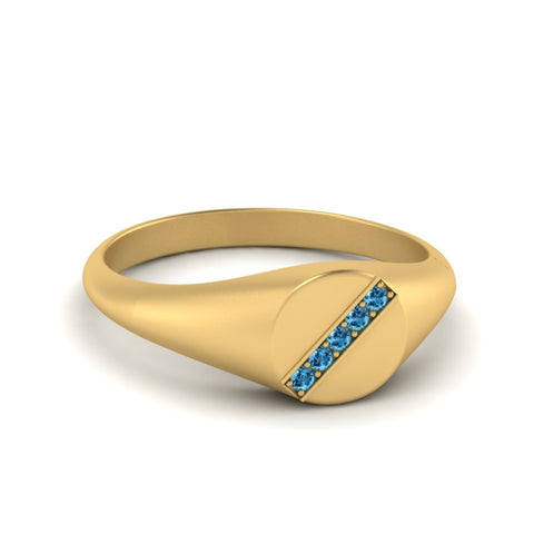 5 Stone Round Diamond Signet Ring