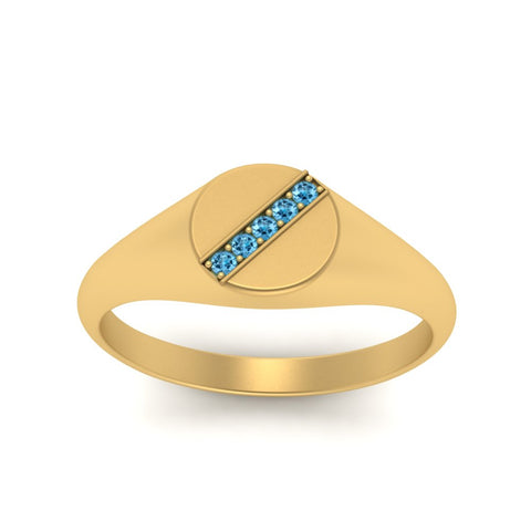 5 Stone Round Diamond Signet Ring