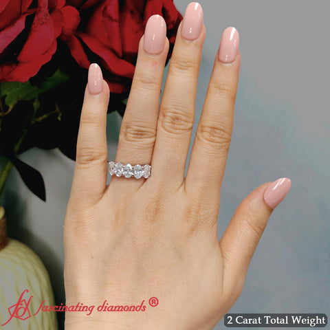 2 Carat Oval Custom 5 Stone Wedding Band Ring