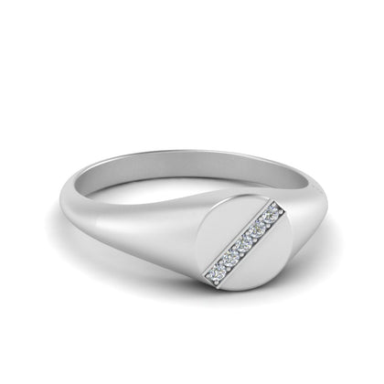5 Stone Round Diamond Signet Ring