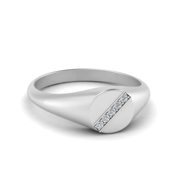 5 Stone Round Diamond Signet Ring