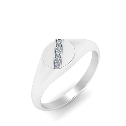 5 Stone Round Diamond Signet Ring