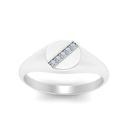 5 Stone Round Diamond Signet Ring