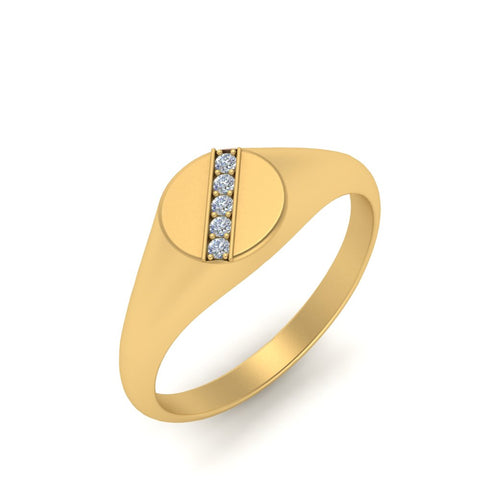 5 Stone Round Diamond Signet Ring