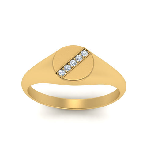 5 Stone Round Diamond Signet Ring
