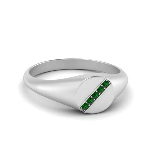 5 Stone Round Diamond Signet Ring
