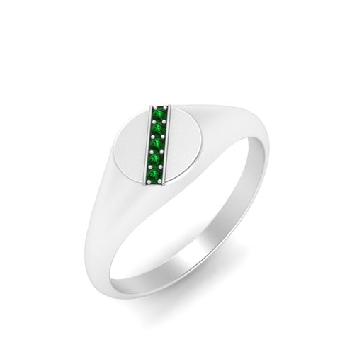 5 Stone Round Diamond Signet Ring