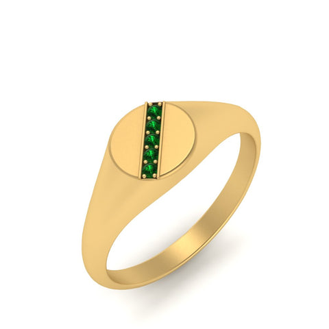 5 Stone Round Diamond Signet Ring