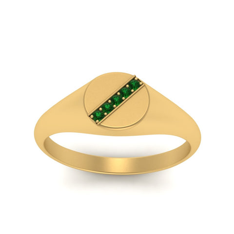5 Stone Round Diamond Signet Ring