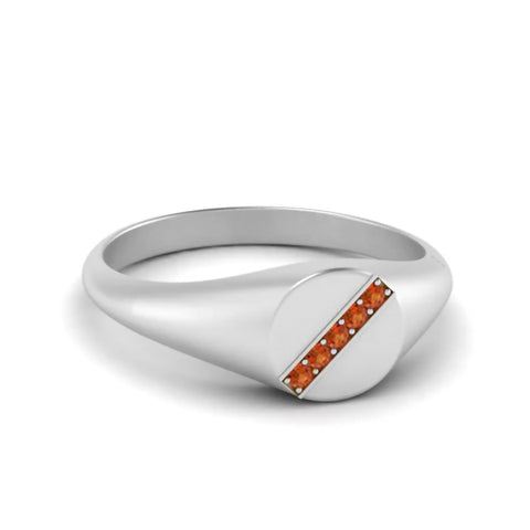5 Stone Round Diamond Signet Ring