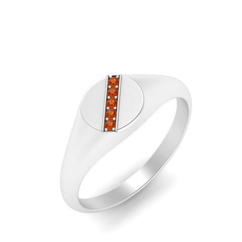 5 Stone Round Diamond Signet Ring