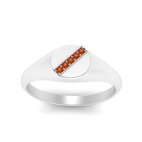5 Stone Round Diamond Signet Ring