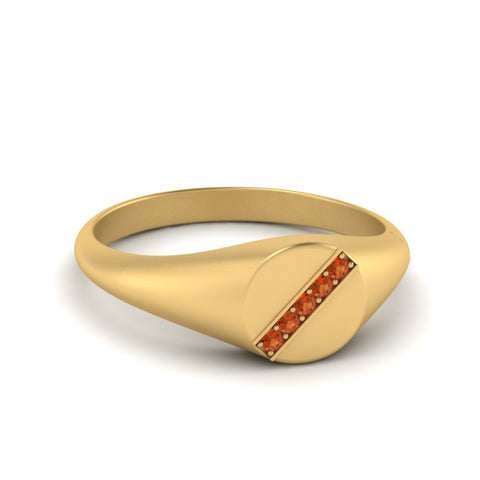 5 Stone Round Diamond Signet Ring