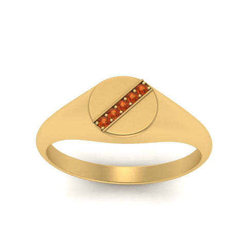5 Stone Round Diamond Signet Ring