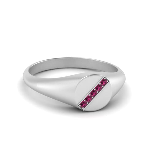 5 Stone Round Diamond Signet Ring
