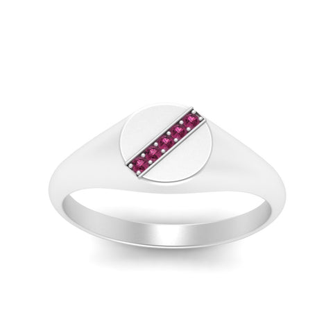 5 Stone Round Diamond Signet Ring