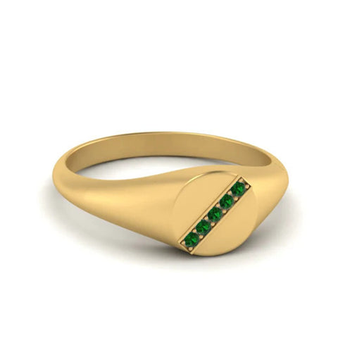 5 Stone Round Diamond Signet Ring