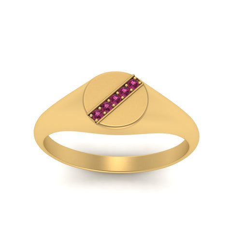 5 Stone Round Diamond Signet Ring