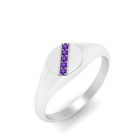 5 Stone Round Diamond Signet Ring