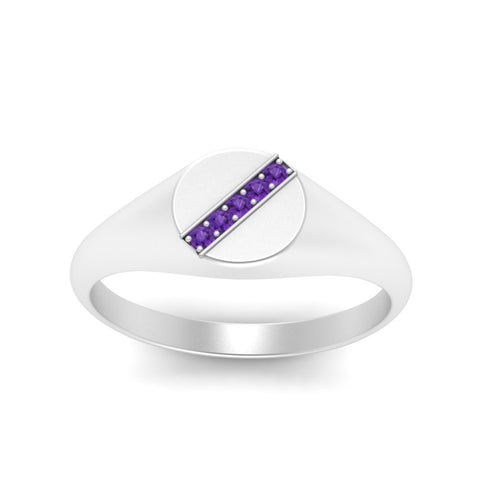 5 Stone Round Diamond Signet Ring