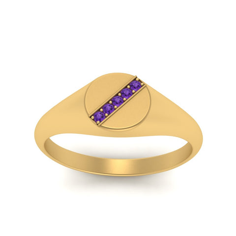 5 Stone Round Diamond Signet Ring
