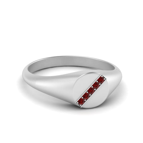 5 Stone Round Diamond Signet Ring