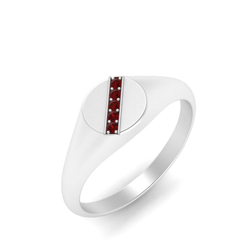 5 Stone Round Diamond Signet Ring