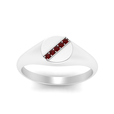 5 Stone Round Diamond Signet Ring