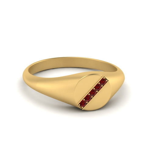 5 Stone Round Diamond Signet Ring
