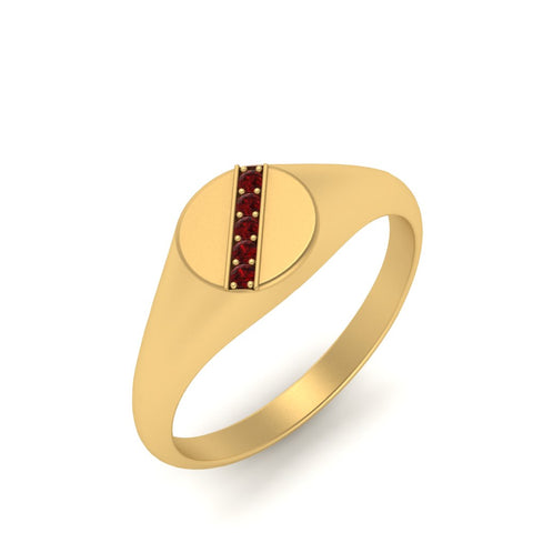 5 Stone Round Diamond Signet Ring