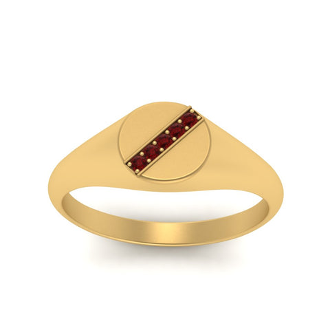 5 Stone Round Diamond Signet Ring