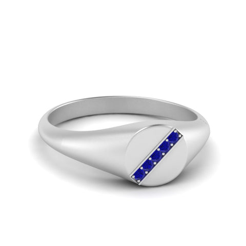 5 Stone Round Diamond Signet Ring