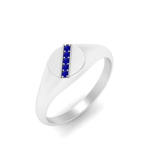 5 Stone Round Diamond Signet Ring