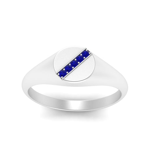 5 Stone Round Diamond Signet Ring