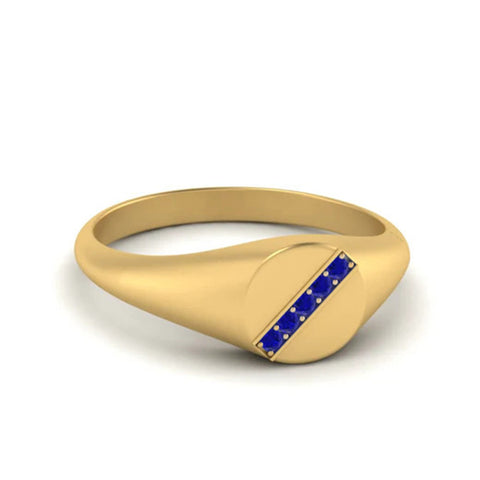 5 Stone Round Diamond Signet Ring