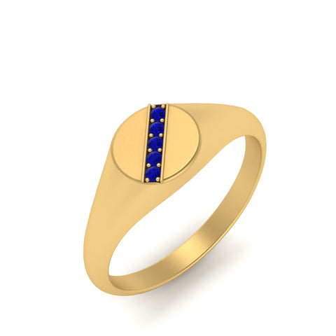 5 Stone Round Diamond Signet Ring