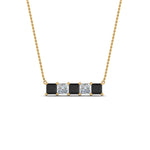 Load image into Gallery viewer, 5-stone-princess-cut-bar-pendant-with-black-diamond-in--FDPD8413GBLACK-NL-YG
