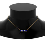 Load image into Gallery viewer, 5-stone-princess-cut-diamond-bar-pendant-with-blue-sapphire-in--FDPD8413GSABL-NL-YG
