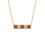 Load image into Gallery viewer, 5-stone-princess-cut-diamond-bar-pendant-with-orange-sapphire-in--FDPD8413GSAOR-NL-YG
