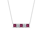 Load image into Gallery viewer, 5-stone-princess-cut-diamond-bar-pendant-with-pink-sapphire-in--FDPD8413GSADRPI-NL-WG
