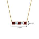 Load image into Gallery viewer, 5-stone-princess-cut-diamond-bar-pendant-with-ruby-in--FDPD8413GRUDR-NL-YG
