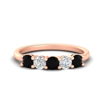 Load image into Gallery viewer, 5-stone-round-cut-1-carat-diamond-and-black-diamond-wedding-band-in-rose-gold-FDENS141ROBGBLACK-1.00CT-NL-RG